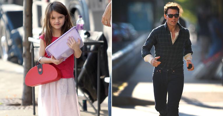 Suri visita Tom Cruise em gravação