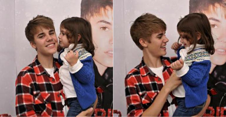 Bieber brinca com Maria Eduarda, filha de Edu Guedes