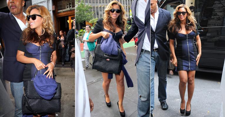 Grávida e com vestido curto, Beyoncé passeia por Nova York