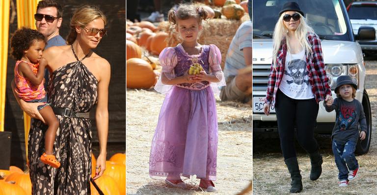 Filha de Jessica Alba vira bruxinha na escolha de abóboras para o Halloween