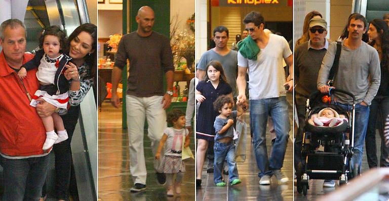 Famosos curtem domingo com as crianças em shopping do Rio