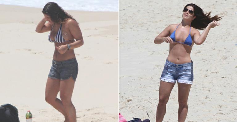 Priscila Fantin e Samara Felippo mostram boa forma na praia