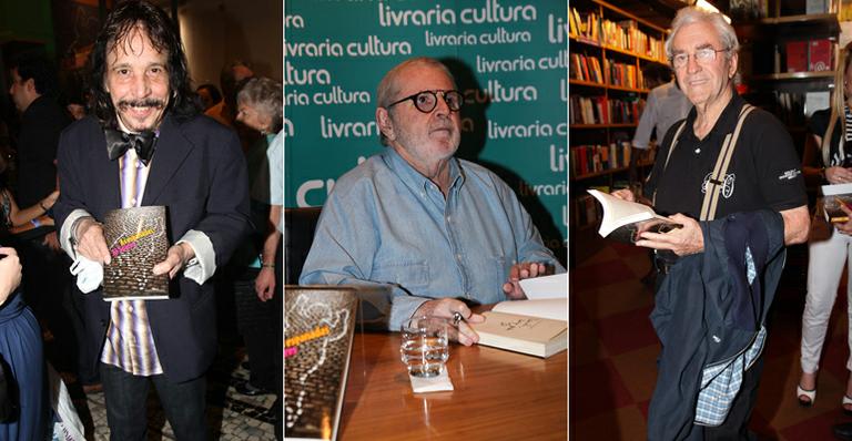 Ao lado de Juca de Oliveira e Benito di Paula, Jô Soares autografa livro em São Paulo