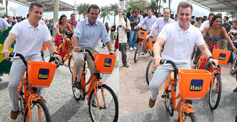 Luciano Huck pedala com prefeito em lançamento de projeto no Rio
