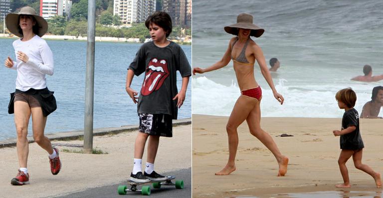 Fernanda Torres tem tarde divertida com os filhos Joaquim e Antônio