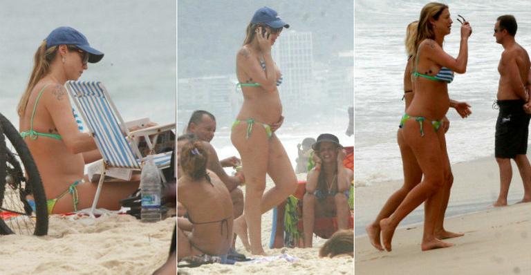 De biquíni na praia, Luana Piovani exibe gravidez