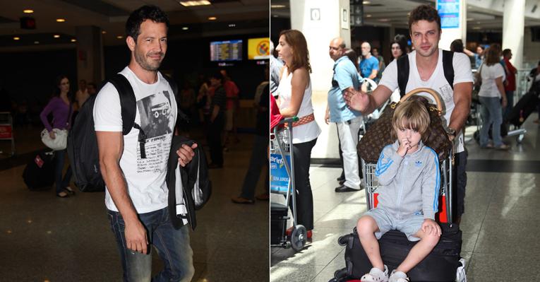 Malvino Salvador e Cássio Reis desembarcam no aeroporto de Congonhas