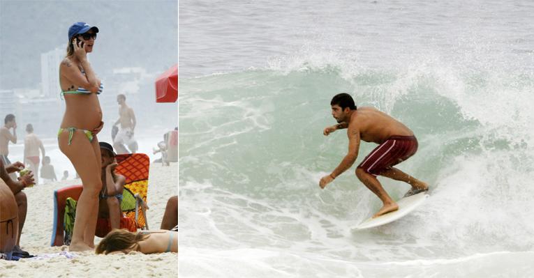 Grávida de Dom, Luana Piovani aproveita praia de Ipanema com o amado