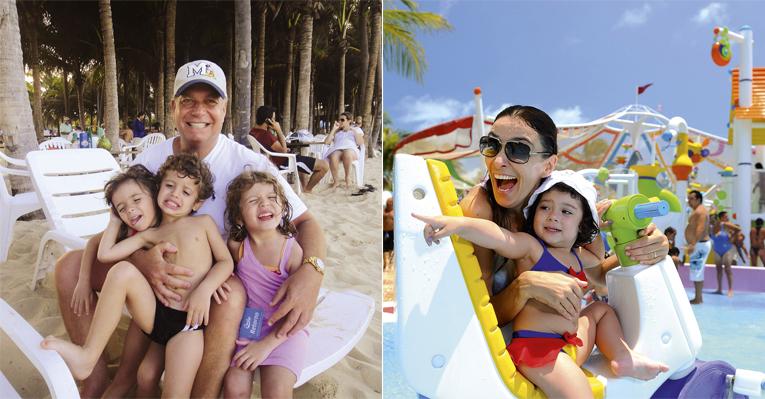 Ramy Moscovic e Mônica Martelli curtem parque aquático com os filhos