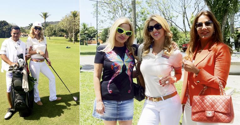 Val Marchiori joga golfe com Brunete Fraccaroli em gravação de reality
