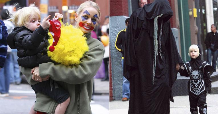 Naomi Watts e Liev Schreiber curtem festa de Halloween com os filhos
