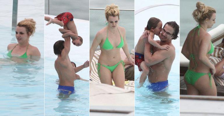 Britney Spears se diverte com família na piscina antes de show no Rio