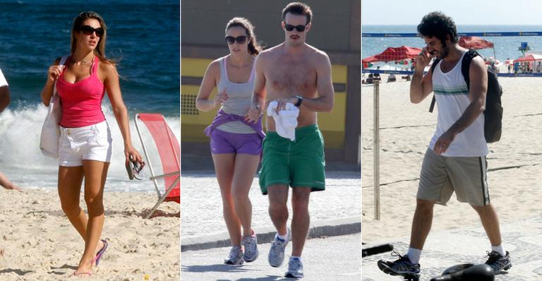 Famosos curtem dia de sol e se exercitam em praia no Rio