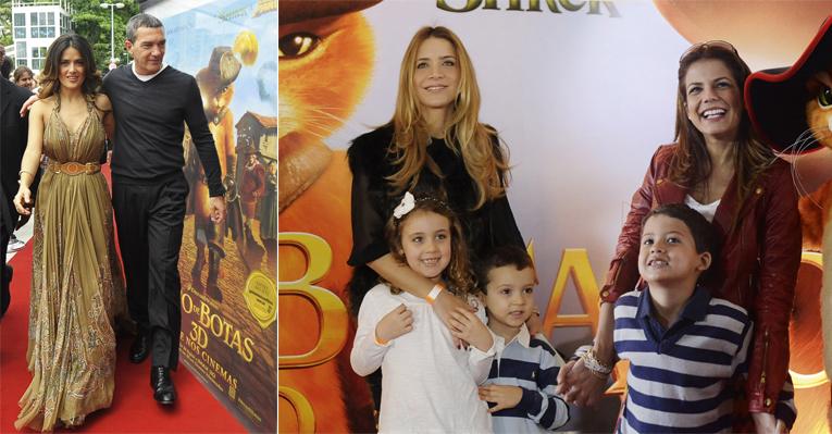 Salma e Banderas divulgam filme ‘Gato de Botas’ no Rio