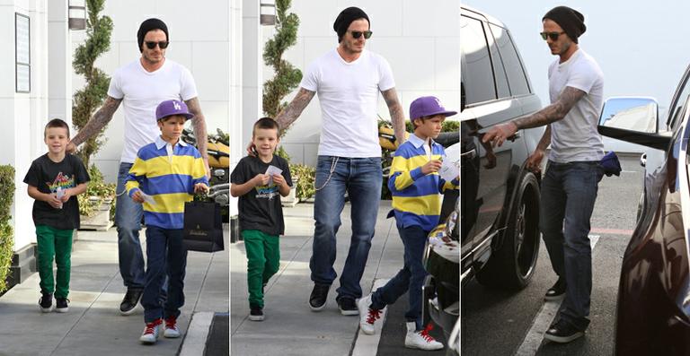 David Beckham aproveita Black Friday ao lado dos herdeiros