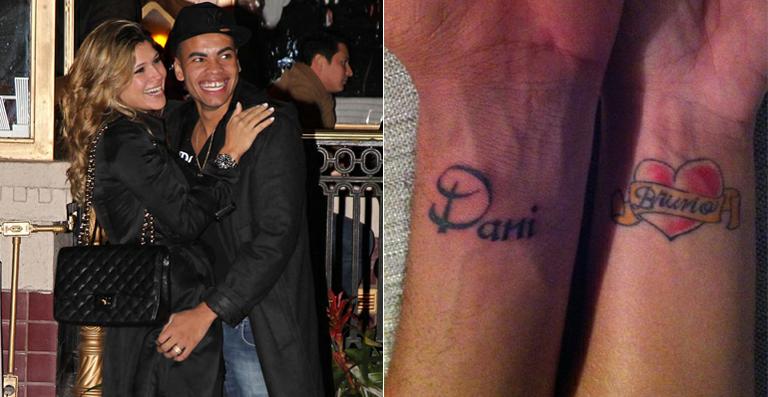 Dentinho tatua o apelido da mulher, Danielle Souza, no antebraço esquerdo em homenagem à amada