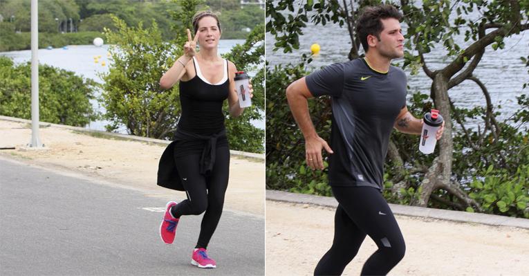 Bruno Gagliasso corre com a amada no Rio