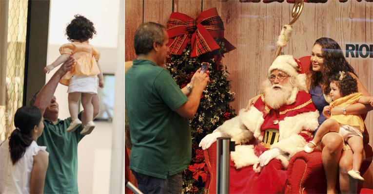 Monjardim e Tânia Mara levam a filha Maysa para ver o Papai Noel