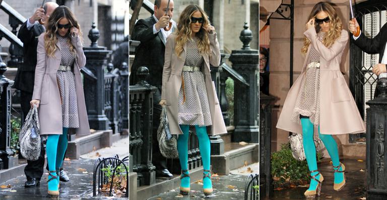 Sarah Jessica Parker mistura tendências em look chamativo