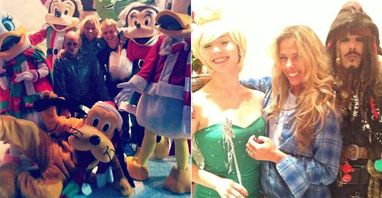Adriane Galisteu é cercada por personagens da Disney em festa