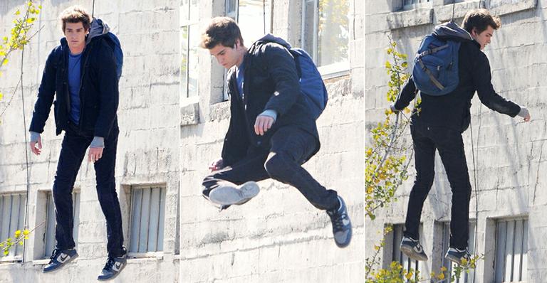 Andrew Garfield roda ‘O Espetacular Homem-Aranha’ pendurado por cabos de aço
