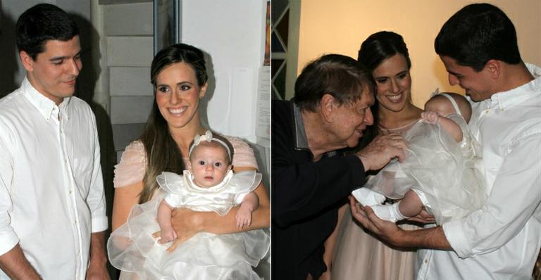 Fernanda Pontes e Diogo batizam a filha sob a benção de Boni
