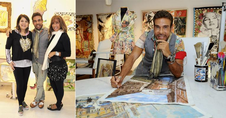 Artista plástico Roberto Camasmie recebe Roberta Miranda em inauguração