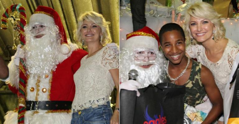 Antonia Fontenelle distribui presentes com Papai Noel na Mocidade