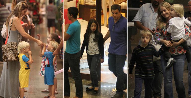 Fernanda Lima, Angélica e Edson Celulari fazem compras em shopping
