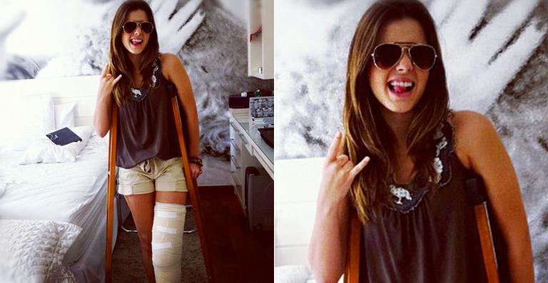 Após operação no joelho, Gio Lancellotti posta foto de muletas