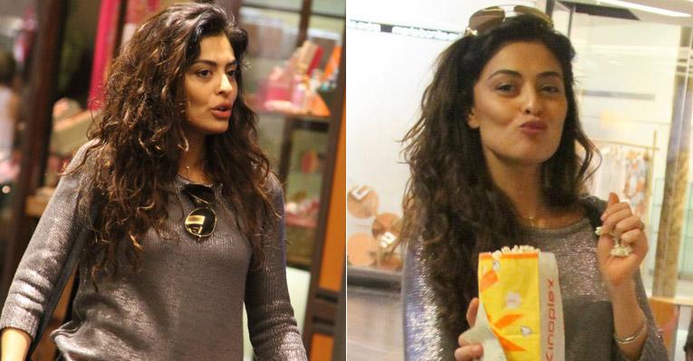 Juliana Paes é clicada comendo pipoca no Rio de Janeiro