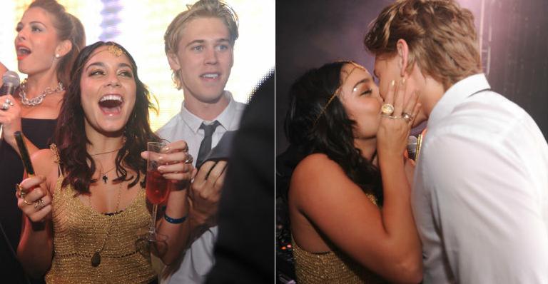 Vanessa Hudgens curte virada com beijo no namorado