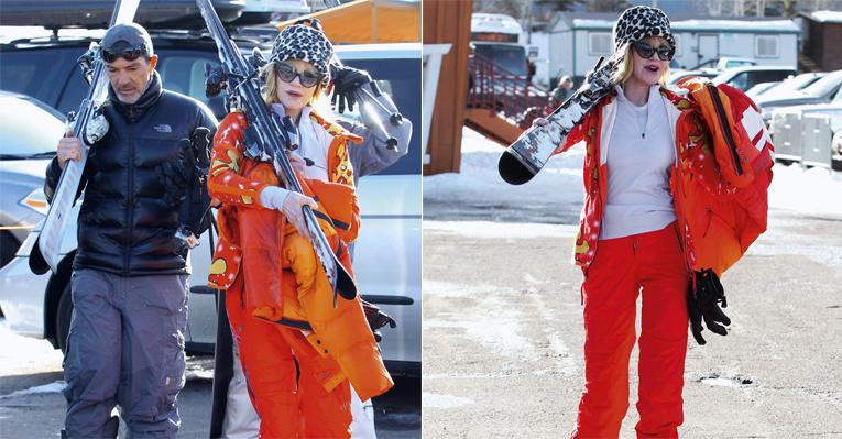 Antonio Banderas esquia em Aspen com Melanie Griffith