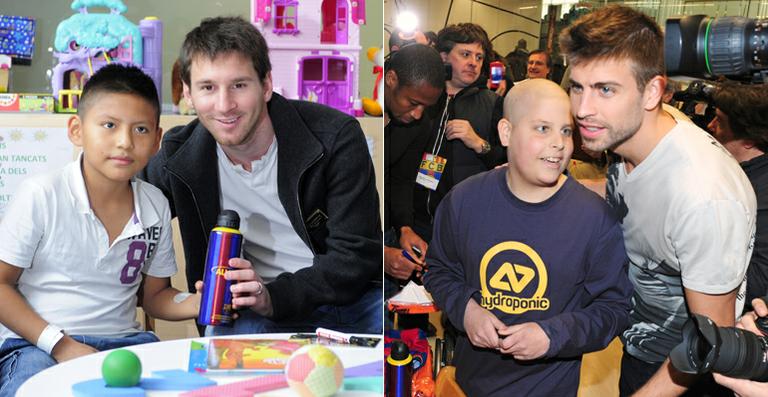 Lionel Messi e Gerard Piqué fazem o bem a crianças de hospitais da Espanha
