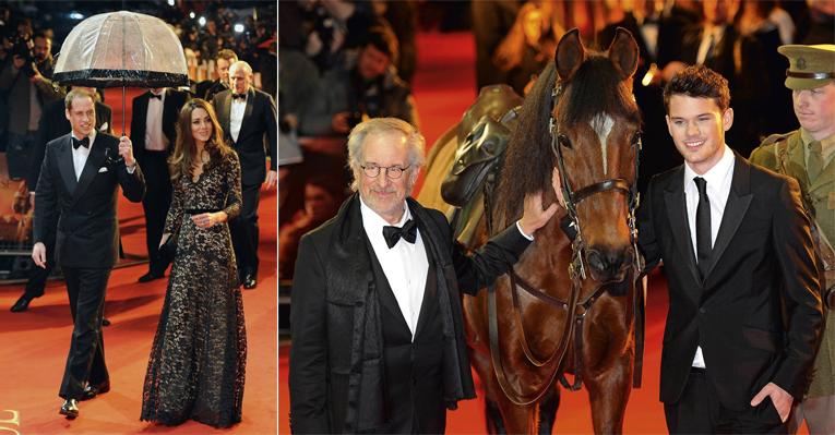 William e Kate no red carpet de ‘Cavalo de Guerra’