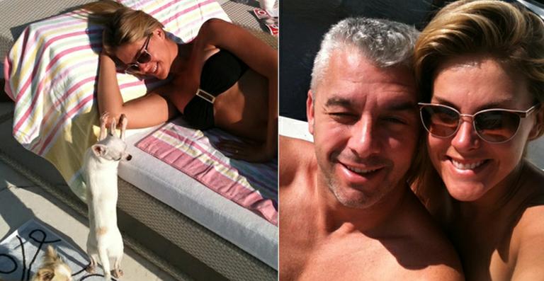 Ana Hickmann toma banho de sol pela manhã