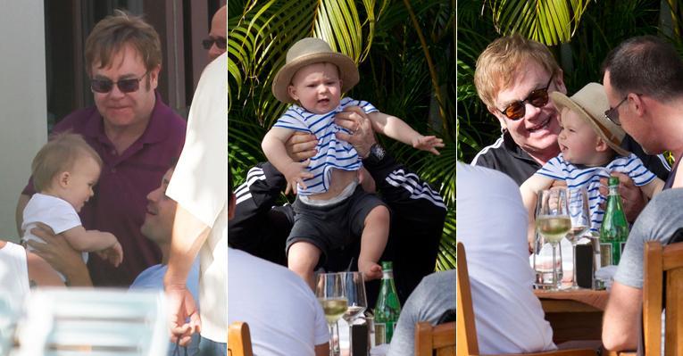 Elton John é só mimo com o filho, Zachary