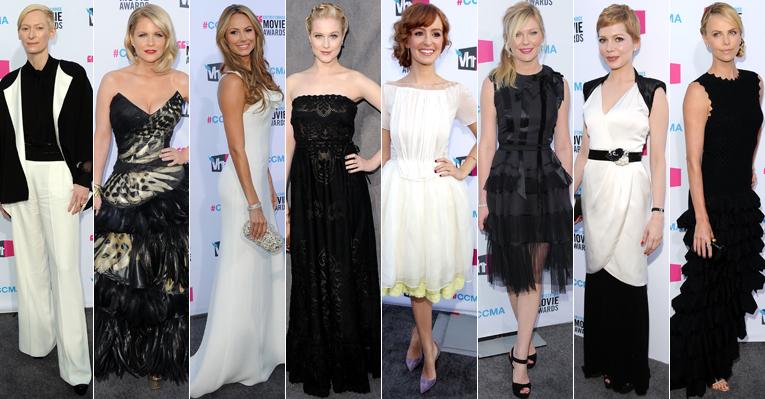 Estrelas brilham em looks preto e branco no Critics’ Choice Awards 2012