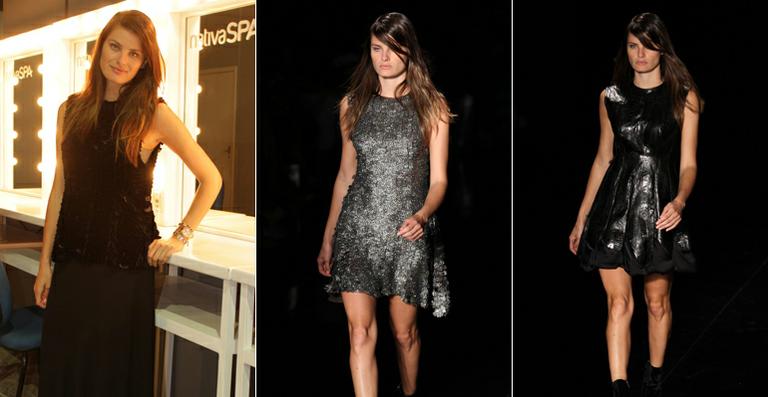 Isabeli Fontana desfila looks escuros e cheios de brilho