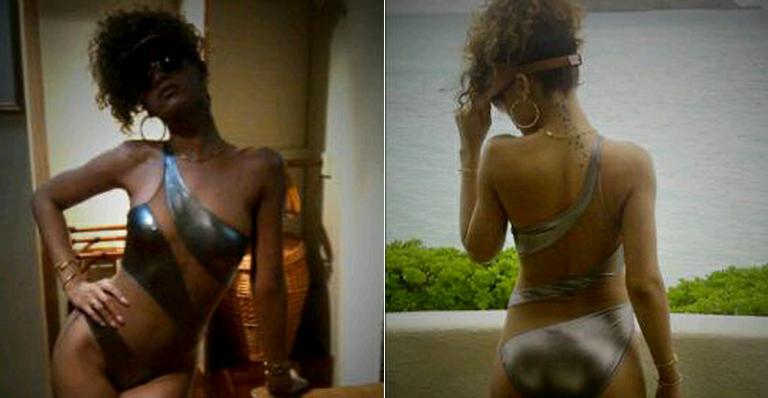 No Havaí, Rihanna exibe boa forma em biquíni fashion
