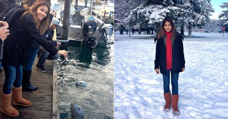 Carol Oliveira curte o frio do Canadá e mostra fotos em seu Twitter