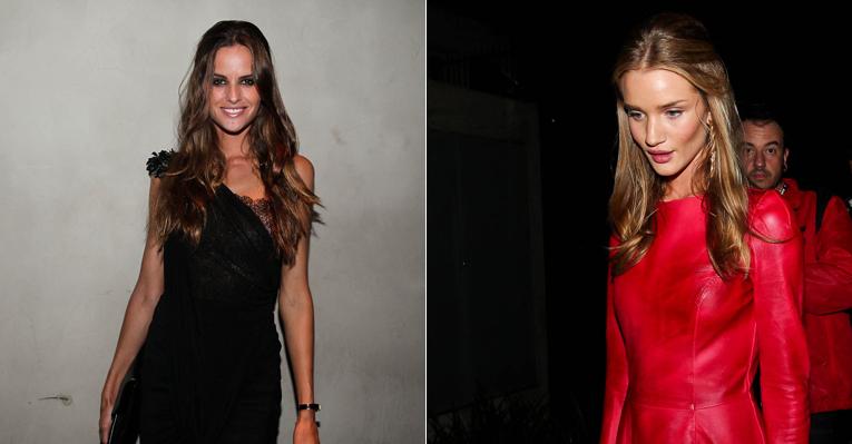 Izabel Goulart e Rosie Huntington se divertem após desfile em São Paulo