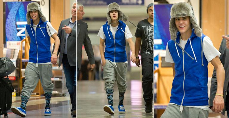 Justin Bieber: meião, gorro e calça saruel para o inverno