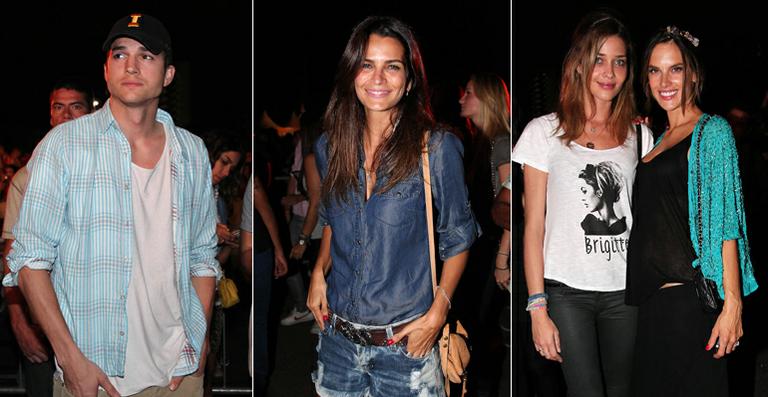 Ashton Kutcher assiste ao Summer Soul Festival ao lado de Bia Antony e top models brasileiras
