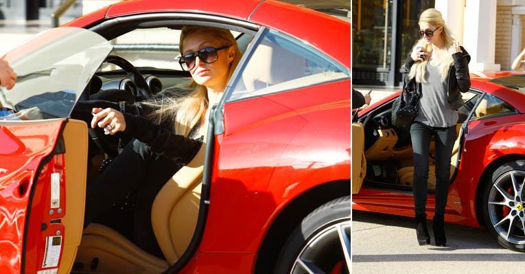 Paris Hilton dirige sua Ferrari de 270 mil dólares por Los Angeles