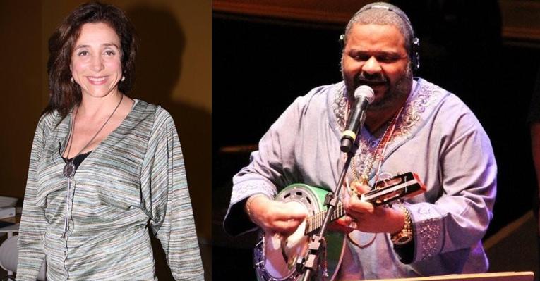 Marisa Orth assiste ao show de Arlindo Cruz com o namorado Dalua