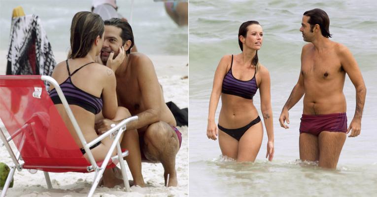 Juliana Didone com Bruno Mazzeo: namoro na praia