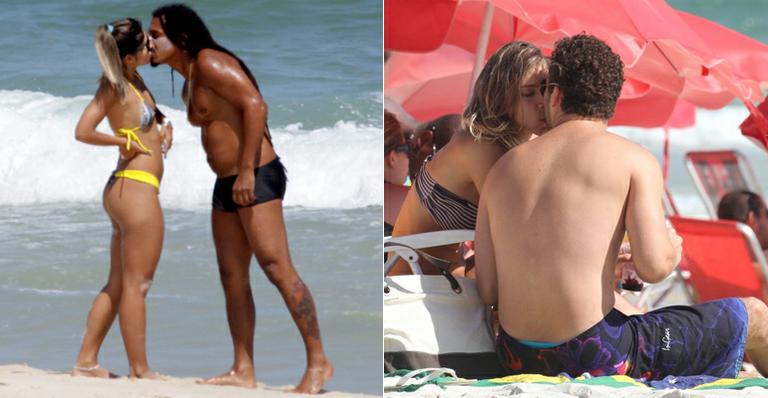 Marcelo Falcão e Rodrigo Andrade vão à praia com seus amores