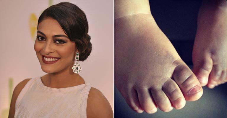 A mamãe coruja Juliana Paes e o pézinho de seu Pedro