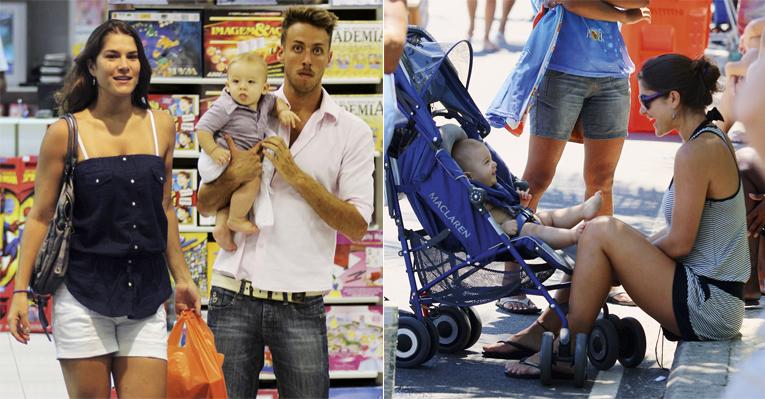 Priscila Fantin passeia com o filho no Rio de Janeiro